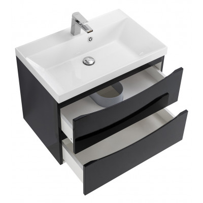 Тумба под раковину подвесная черная 70см Belbagno MARINO-700-2C-SO-NL-P