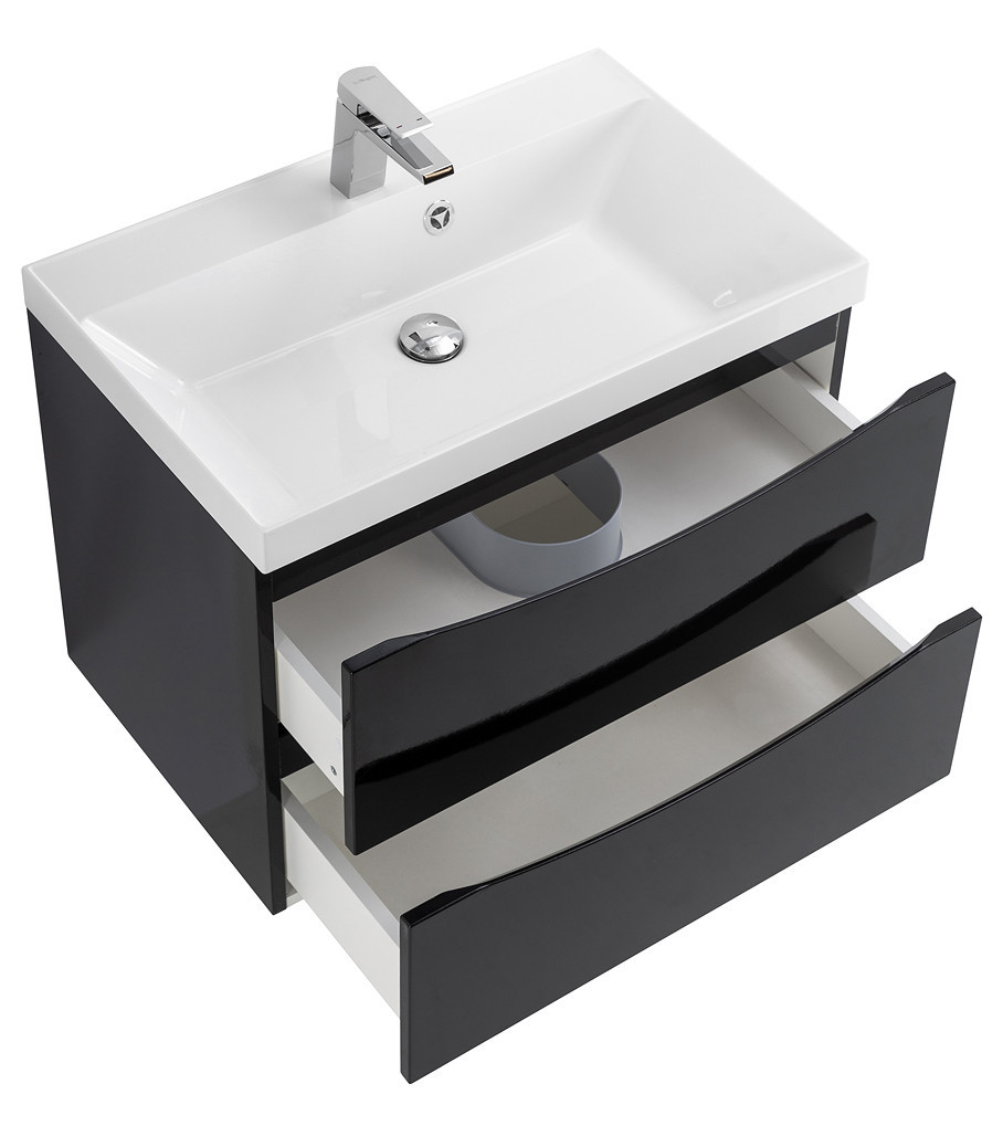 Тумба под раковину подвесная черная 70см Belbagno MARINO-700-2C-SO-NL-P