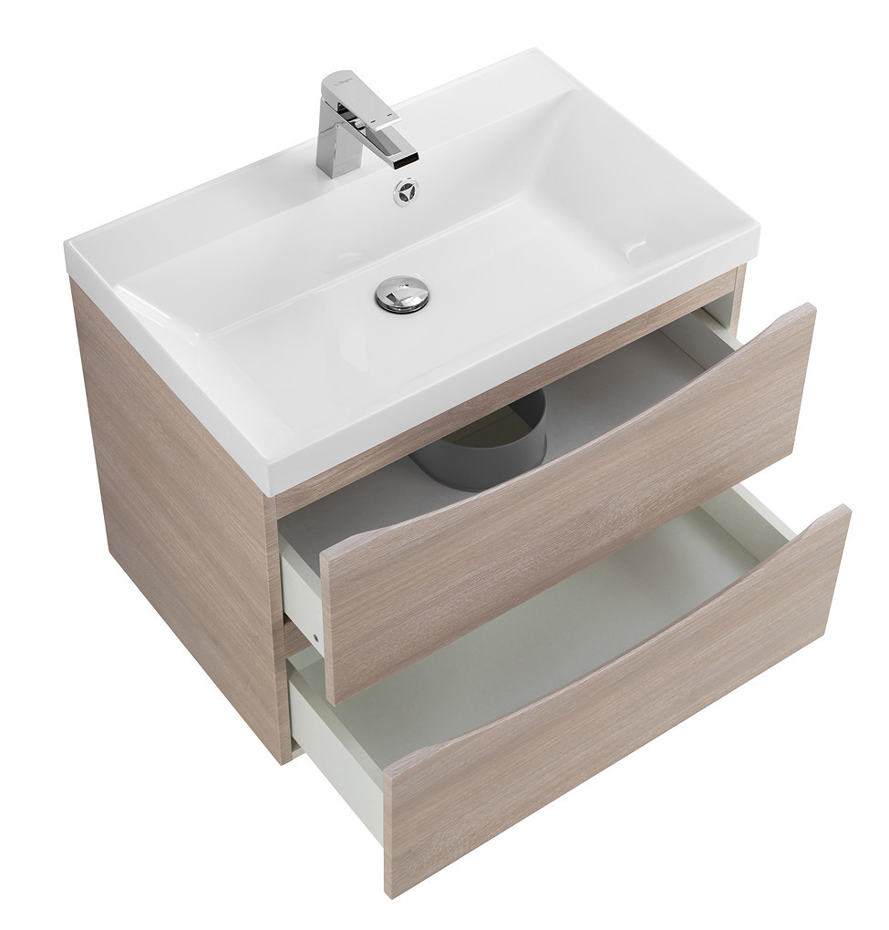Тумба под раковину подвесная серое дерево 70см Belbagno MARINO-700-2C-SO-RG-P