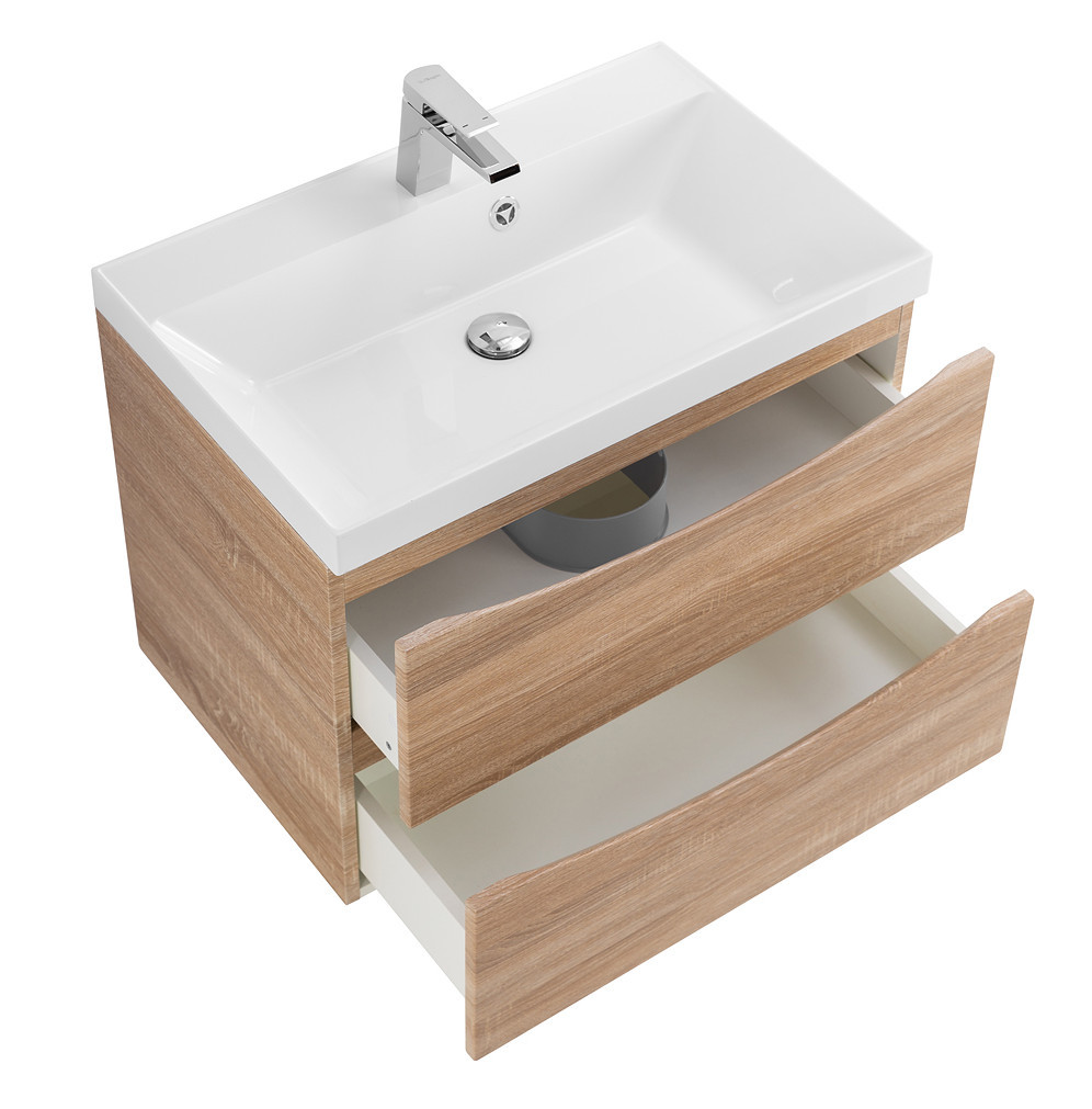 Тумба под раковину подвесная светлое дерево 70см Belbagno MARINO-700-2C-SO-WO-P