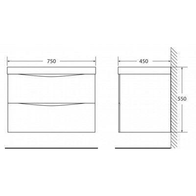 Тумба под раковину подвесная белая 75см Belbagno MARINO-750-2C-SO-BL-P