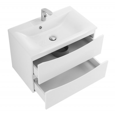 Тумба под раковину подвесная белая матовая 75см Belbagno MARINO-750-2C-SO-BO-P