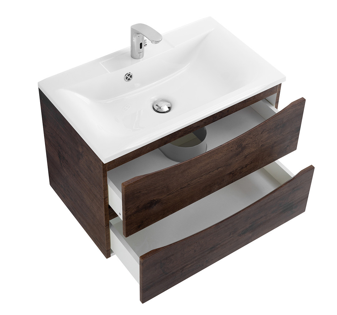 Тумба под раковину подвесная дуб темный 75см Belbagno MARINO-750-2C-SO-RW-P