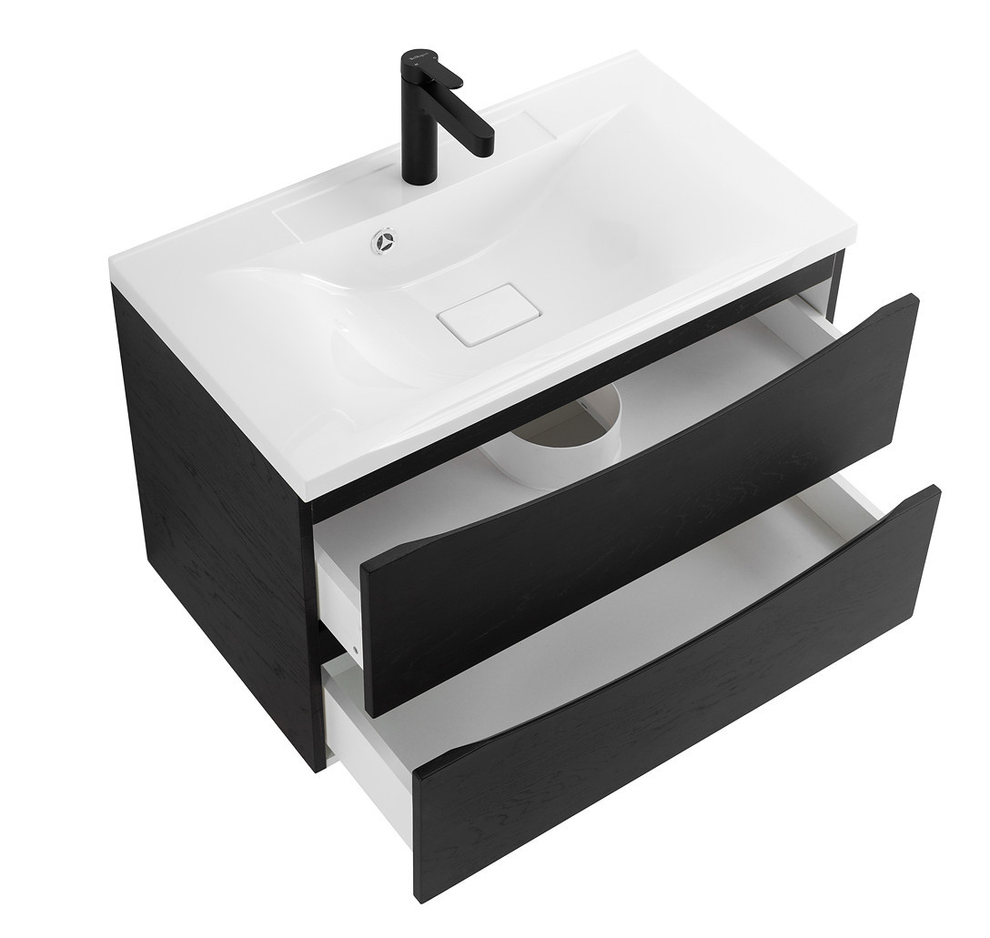 Тумба под раковину подвесная черное дерево 80см Belbagno MARINO-800-2C-SO-RCA-P