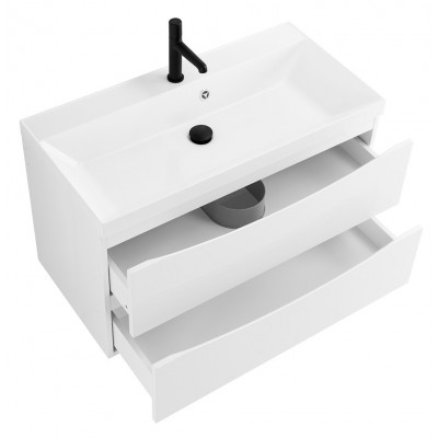Тумба под раковину подвесная белая матовая 90см Belbagno MARINO-900-2C-SO-BO-P