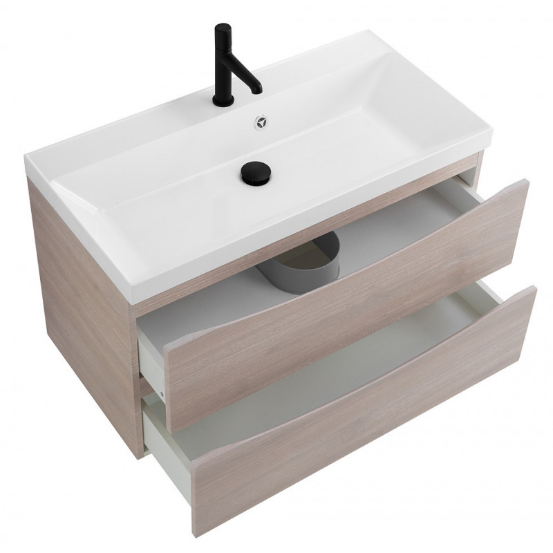Тумба под раковину подвесная серое дерево 90см Belbagno MARINO-900-2C-SO-RG-P