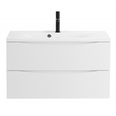 Тумба под раковину подвесная белая матовая 100см Belbagno MARINO-1000-2C-SO-BO-P