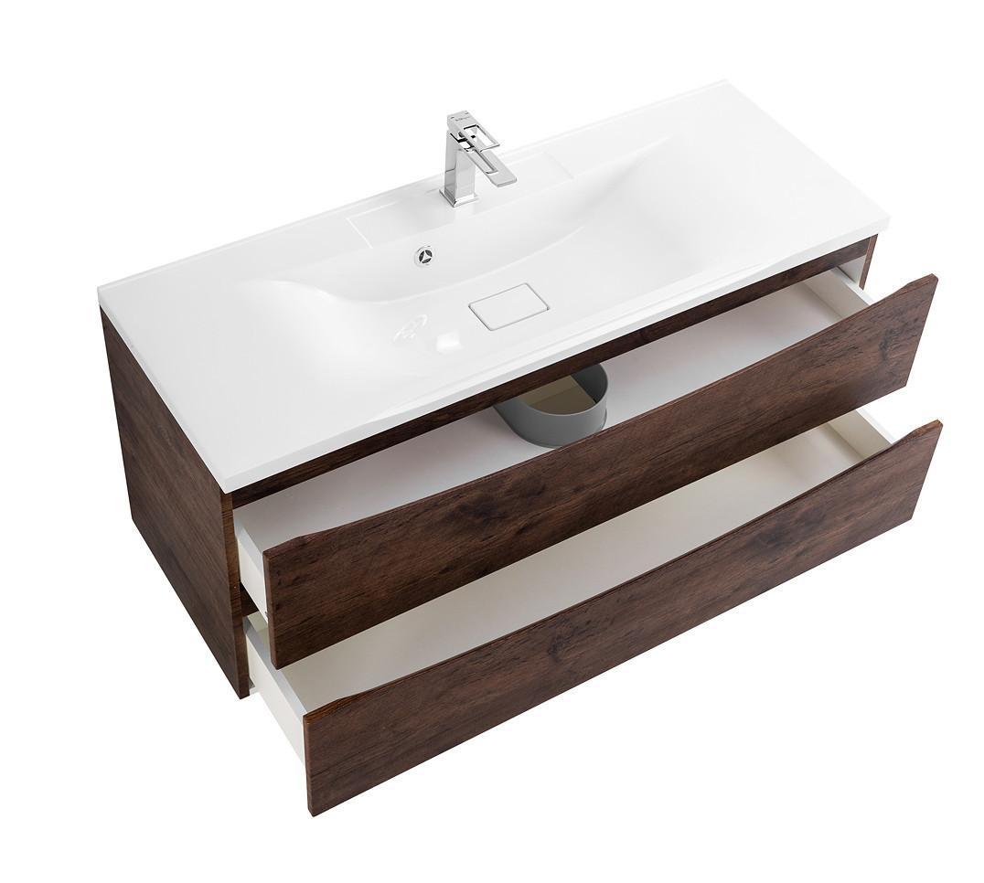 Тумба под раковину подвесная темное дерево 110см Belbagno MARINO-1100-2C-SO-RW-P