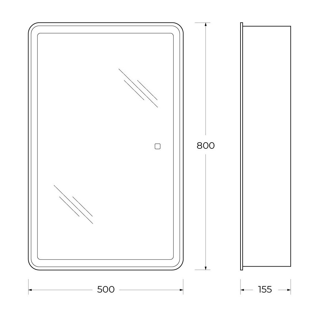 Зеркальный шкаф с подсветкой 50х80см Belbagno MARINO SPC-MAR-500/800-1A-LED-TCH