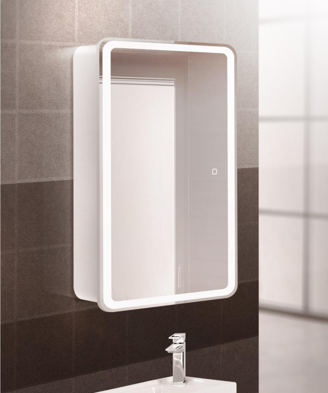 Зеркальный шкаф с подсветкой 50х80см Belbagno MARINO SPC-MAR-500/800-1A-LED-TCH