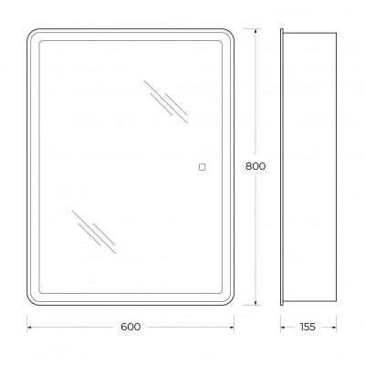 Зеркальный шкаф с подсветкой 60х80см Belbagno MARINO SPC-MAR-600/800-1A-LED-TCH