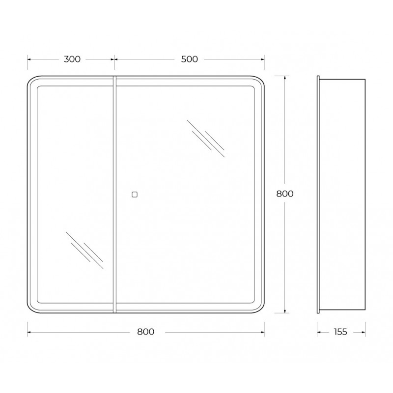 Зеркальный шкаф с подсветкой 80х80см Belbagno MARINO SPC-MAR-800/800-2A-LED-TCH