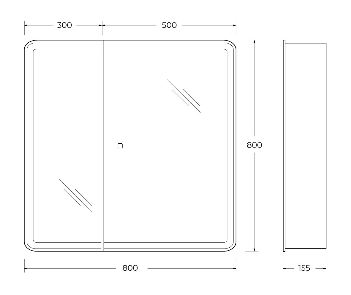 Зеркальный шкаф с подсветкой 80х80см Belbagno MARINO SPC-MAR-800/800-2A-LED-TCH