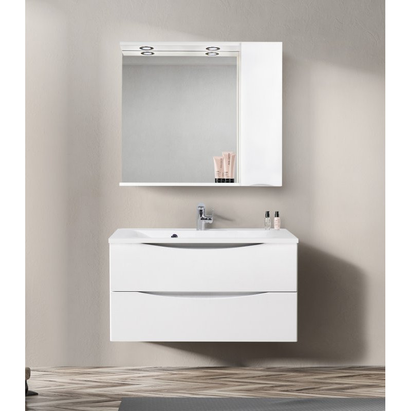 Зеркальный шкаф подвесной 90х75см Belbagno MARINO-SPC-900/750-1A-BL-P-R