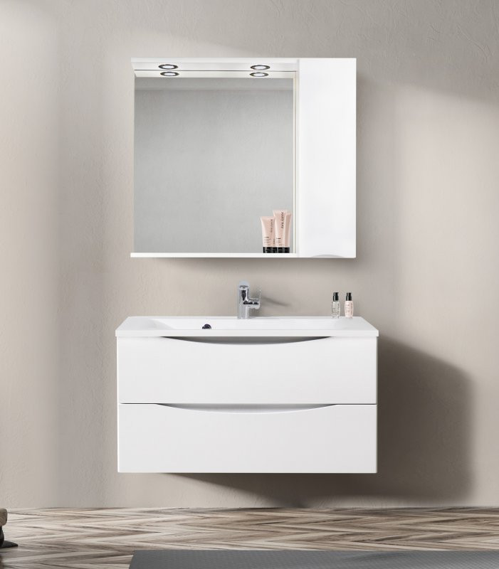 Зеркальный шкаф подвесной 90х75см Belbagno MARINO-SPC-900/750-1A-BL-P-R