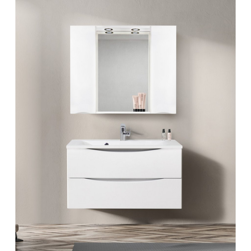 Зеркальный шкаф подвесной 100х75см Belbagno MARINO-SPC-1000/750-2A-BL-P
