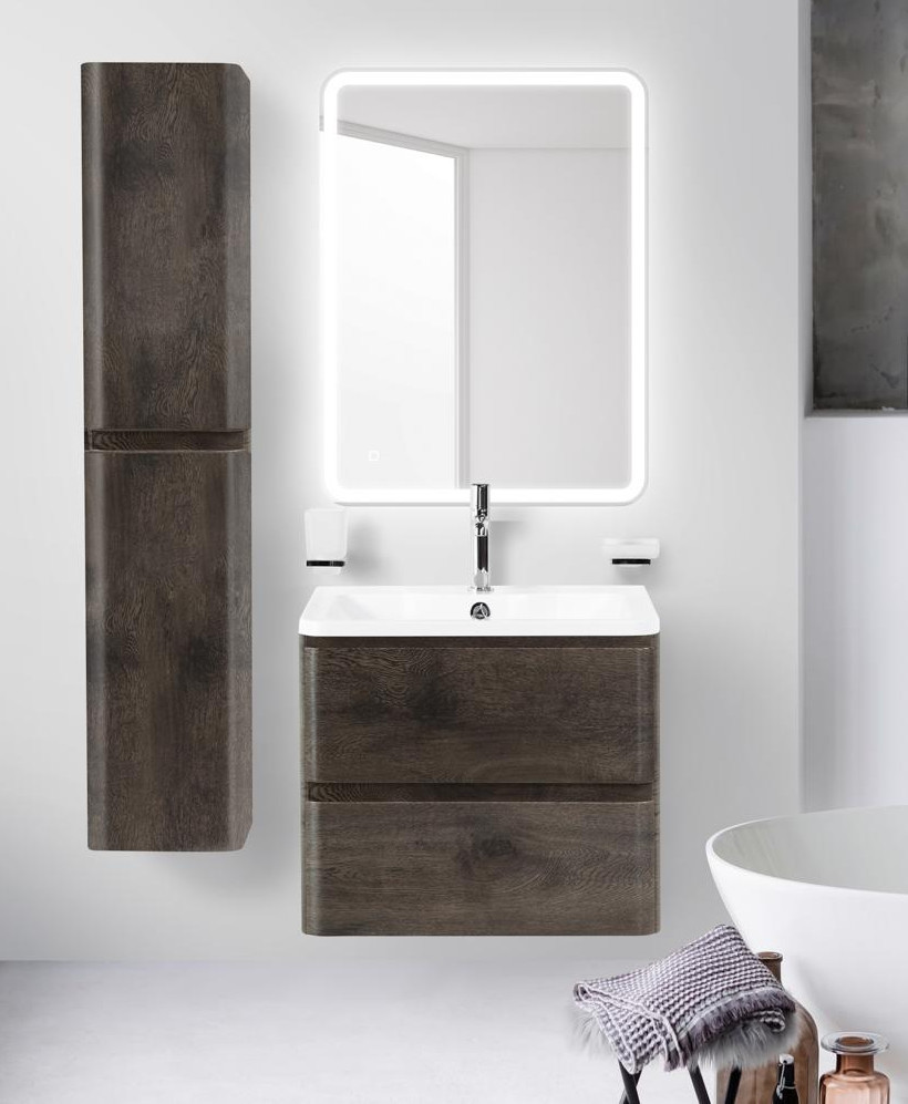 Тумба под раковину подвесная темное дерево 70см Belbagno ALBANO-700-2C-SO-RNG