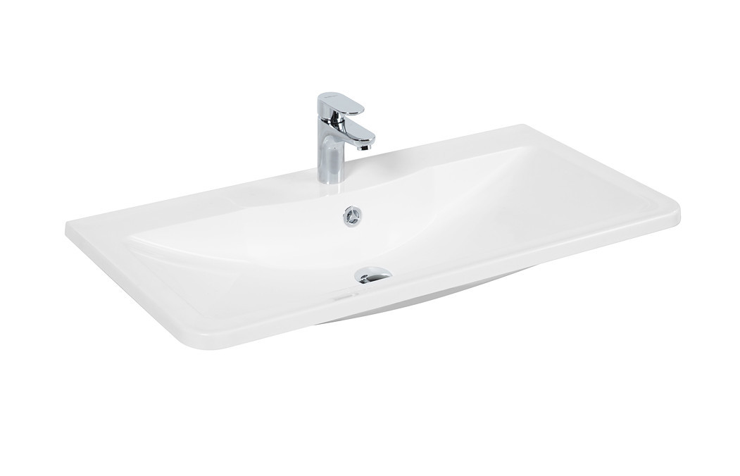 Раковина из литьевого мрамора встраиваемая белая 90x45см Belbagno BB900/455-LV-MR-ALR
