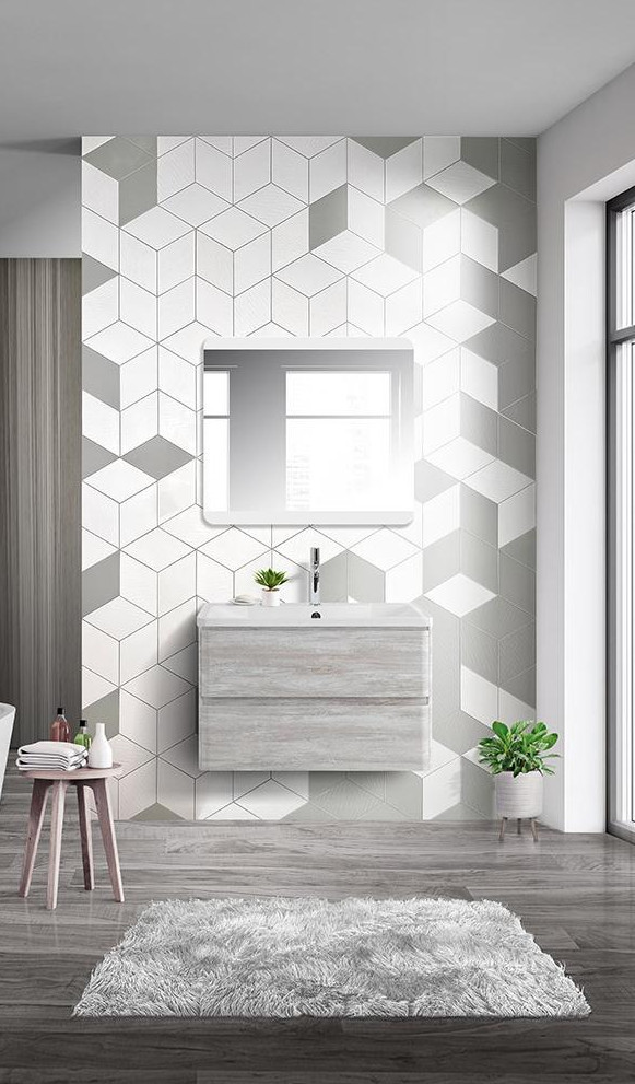 Тумба под раковину подвесная белое дерево 90см Belbagno ALBANO-900-2C-SO-RVB