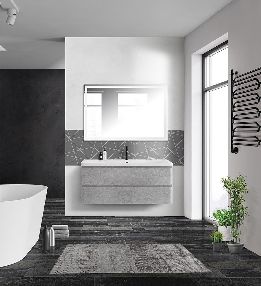 Тумба под раковину подвесная серый цемент 120см Belbagno ALBANO-1200-2C-SO-CVG