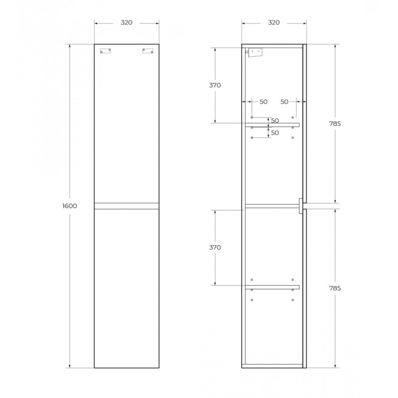 Шкаф-пенал подвесной белый 32см Belbagno ALBANO-1600-2A-SC-BL-P