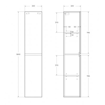 Шкаф-пенал подвесной дуб рустикальный 32см Belbagno ALBANO-1600-2A-SC-RR-P