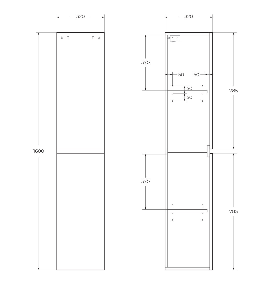 Шкаф-пенал подвесной дуб рустикальный 32см Belbagno ALBANO-1600-2A-SC-RR-P
