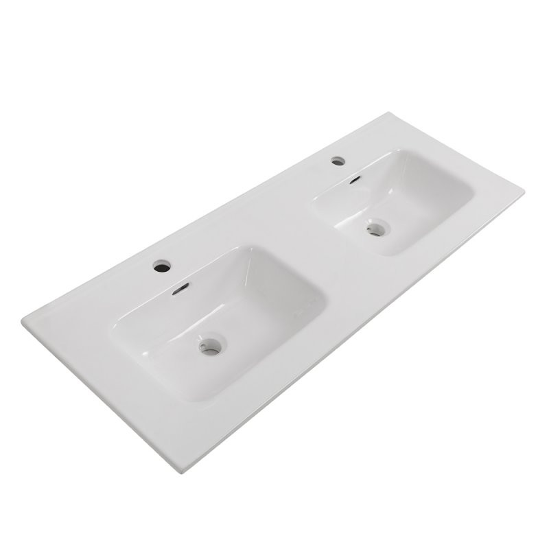 Раковина двойная керамическая встраиваемая белая 121x46см Belbagno BB1200-2-ETL