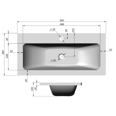 Раковина из искусственного мрамора встраиваемая белая 80x38см Belbagno BB800/380-LV-MR-ETN