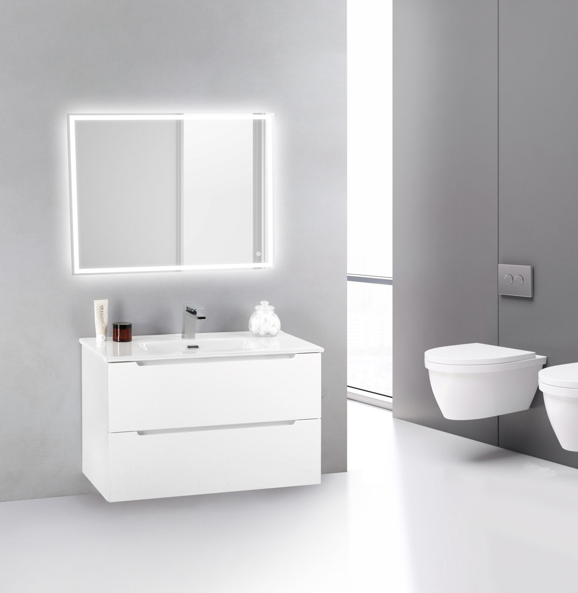 Тумба под раковину подвесная белая 70см Belbagno ETNA39-700/390-2C-SO-BL-P