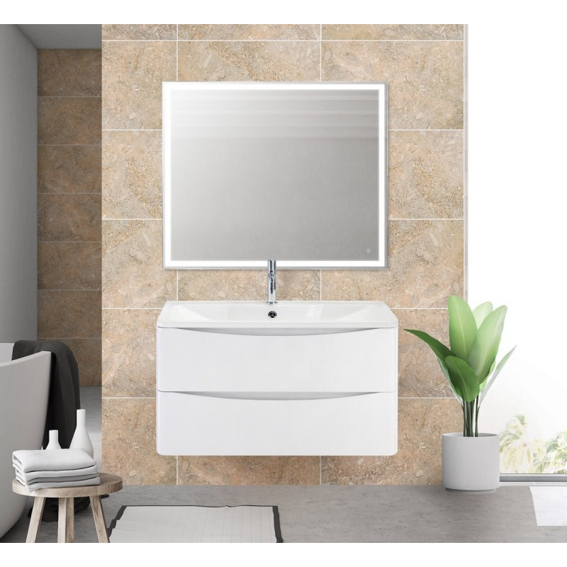 Тумба под раковину подвесная белая 90см Belbagno ACQUA-900-2C-SO-BL
