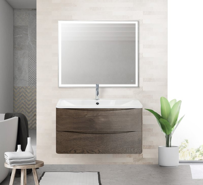 Тумба под раковину подвесная темное дерево 90см Belbagno ACQUA-900-2C-SO-RNG