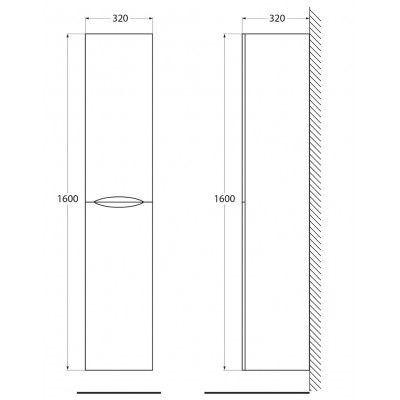 Шкаф-пенал подвесной белый 32см Belbagno ACQUA-1600-2A-SC-BL-P