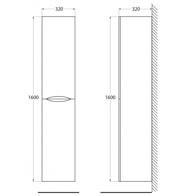 Шкаф-пенал подвесной белый 32см Belbagno ACQUA-1600-2A-SC-BL-P