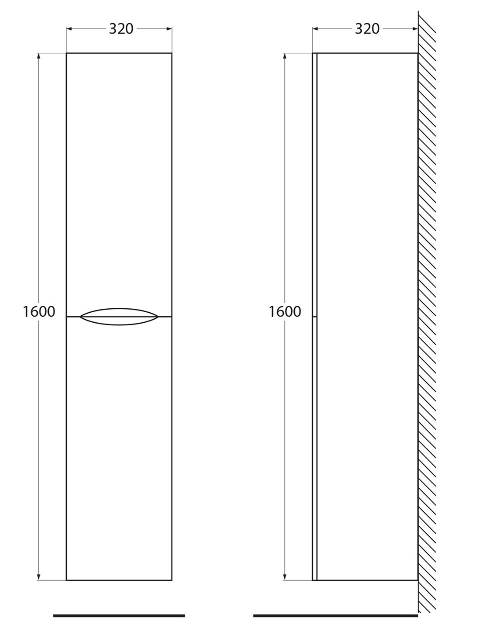 Шкаф-пенал подвесной сосна скания 32см Belbagno ACQUA-1600-2A-SC-PS-P