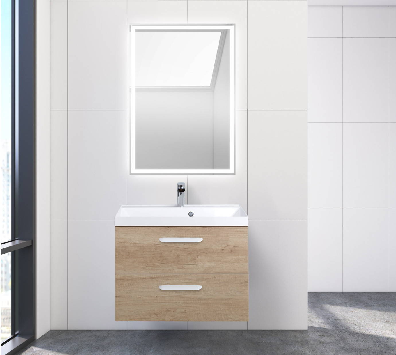 Тумба под раковину подвесная дуб небраска 70см Belbagno AURORA-700-2C-SO-RNN
