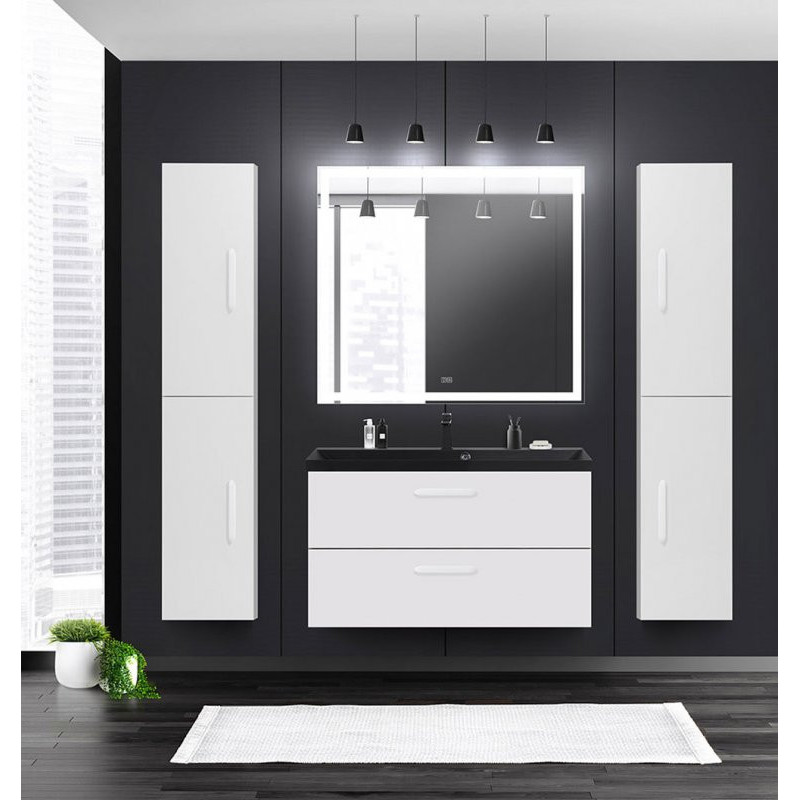 Шкаф-пенал подвесной белый матовый 33см левый Belbagno AURORA-1600-2A-SC-BO-P-L