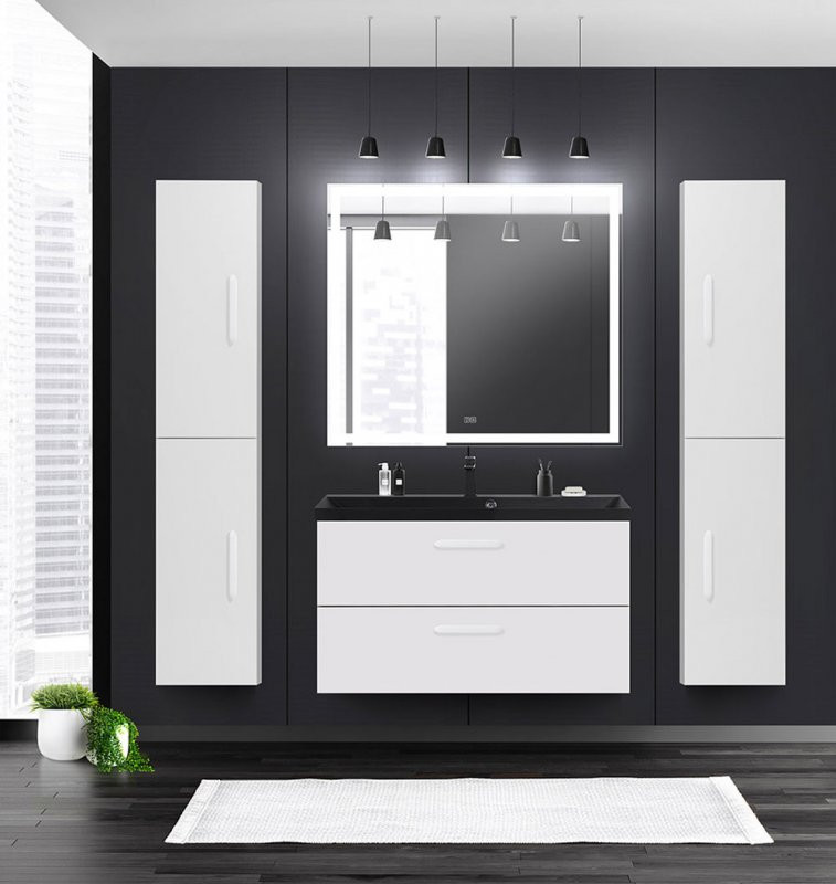 Шкаф-пенал подвесной белый матовый 33см левый Belbagno AURORA-1600-2A-SC-BO-P-L