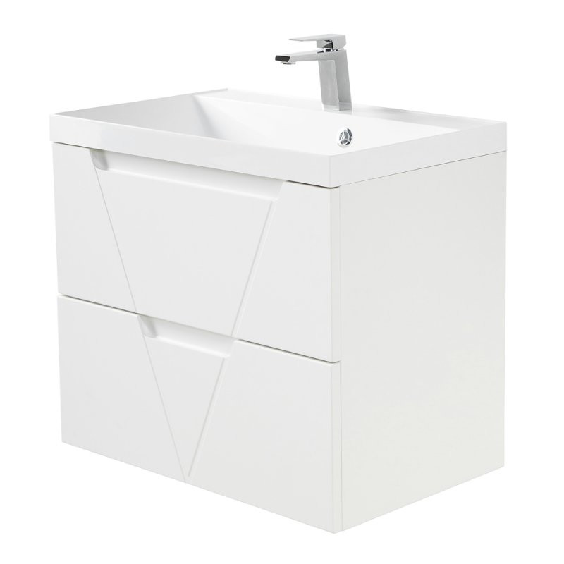 Тумба под раковину подвесная белая матовая 70см Belbagno VITTORIA-700-2C-SO-BO-P