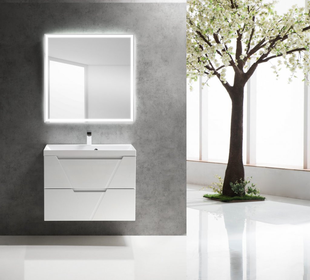 Тумба под раковину подвесная белая матовая 70см Belbagno VITTORIA-700-2C-SO-BO-P