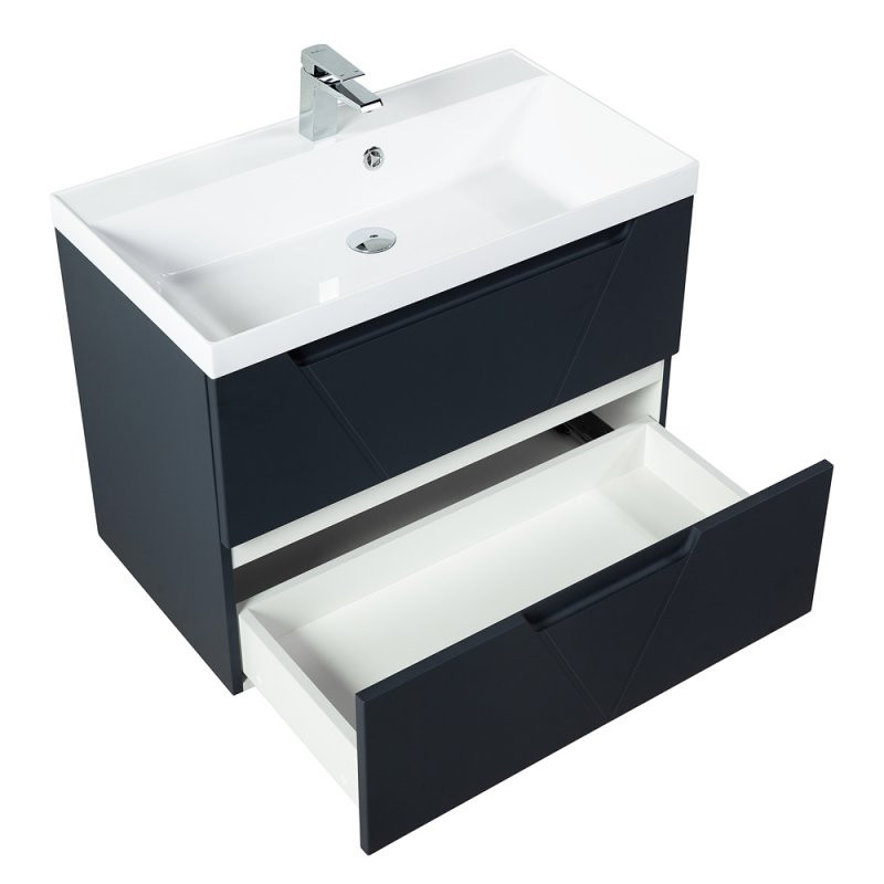 Тумба под раковину подвесная темно-синяя 80см Belbagno VITTORIA-800-2C-SO-GO-P