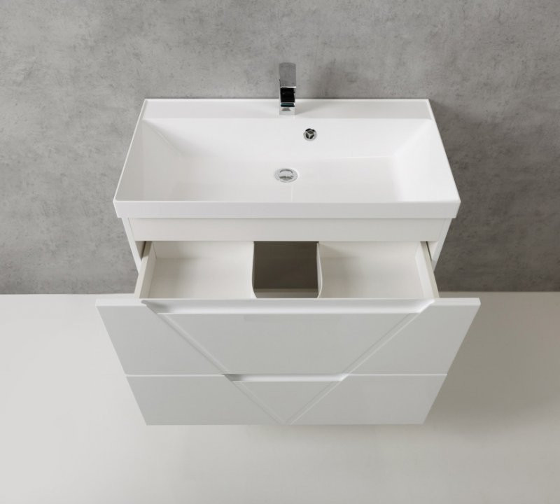 Тумба под раковину подвесная белая матовая 90см Belbagno VITTORIA-900-2C-SO-BO-P