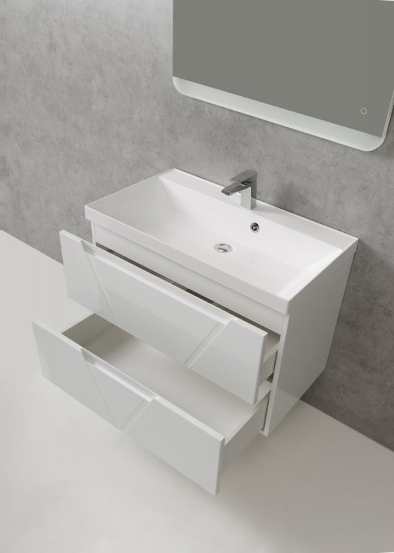 Тумба под раковину подвесная белая матовая 90см Belbagno VITTORIA-900-2C-SO-BO-P