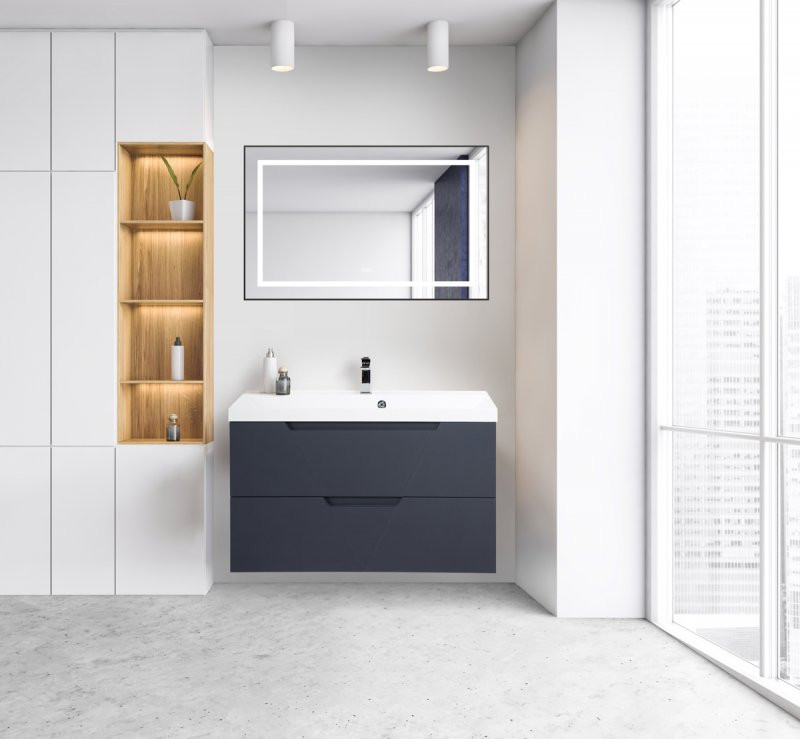 Тумба под раковину подвесная темно-синяя 90см Belbagno VITTORIA-900-2C-SO-GO-P