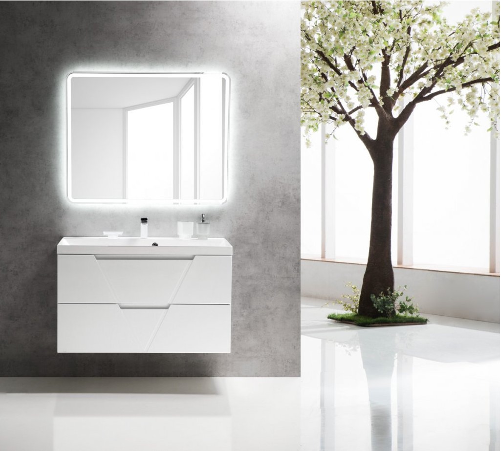 Тумба под раковину подвесная белая матовая 100см Belbagno VITTORIA-1000-2C-SO-BO-P