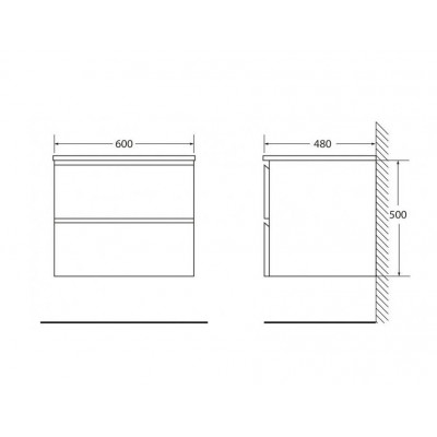 Тумба под раковину подвесная цемент 60см Belbagno LUCE-600-2C-SO-SCM