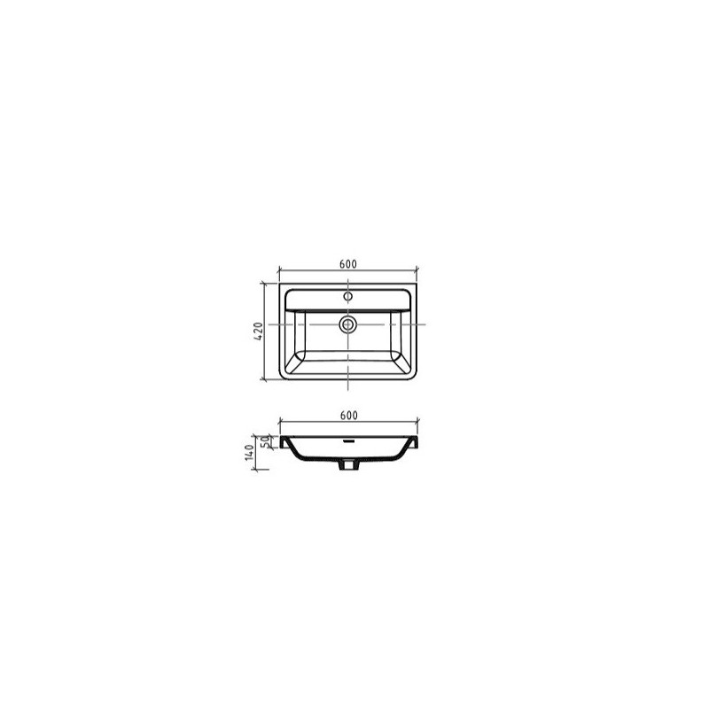 Раковина из искусственного мрамора встраиваемая белая 60x42см Belbagno EA-600-LVB