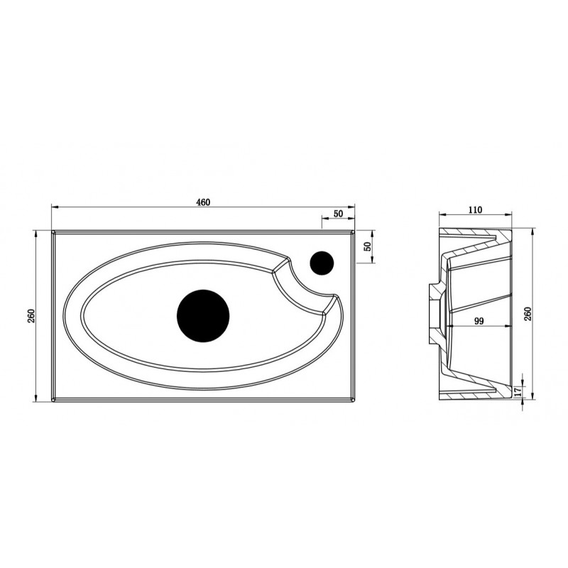Раковина из искусственного мрамора встраиваемая белая 46x26см Belbagno BB-460-PM-LVB
