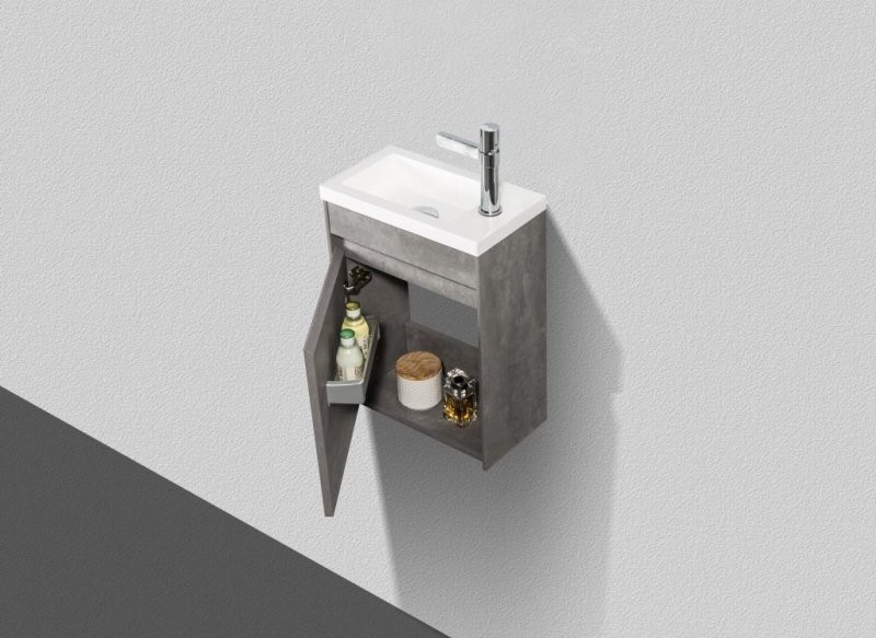 Тумба под раковину подвесная цемент левая 46см Belbagno PIETRA MINI-460-1A-SO-SCM-L