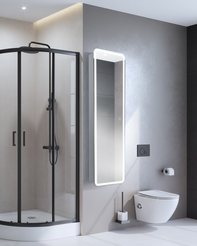 Зеркальный шкаф Bel Bagno Marino 45x160x15 с распашной дверью, с подсветкой и сенсорным выключателем